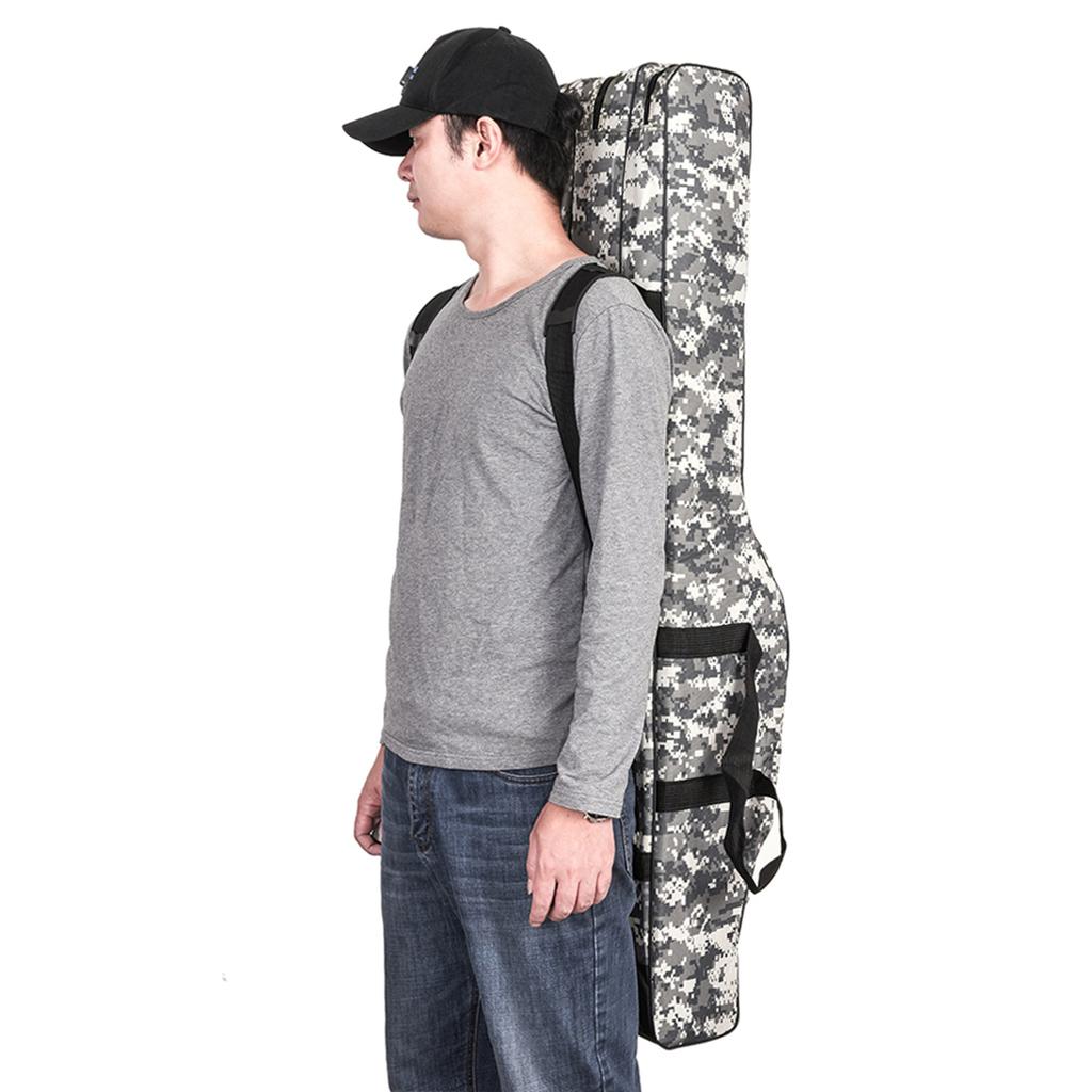 Doorslay 3 Layers Fishing Bag Portable Folding Fishing Rod Reel Bag Fishing Tackle Carry Bag Case Travel Storage Bag