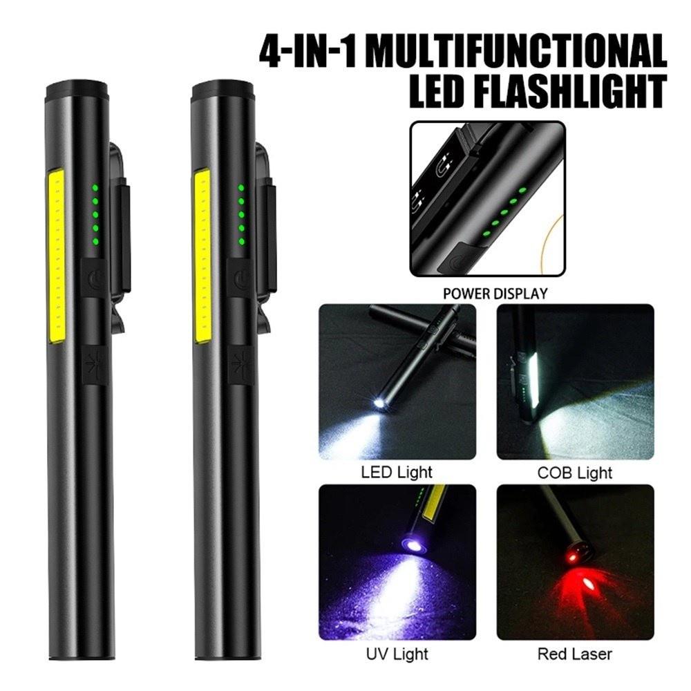 4 In 1 Rechargeable Pen Torchlight Outdoor Portable Handheld Ultra Bright Work Light Multifunctional LED Flashlight