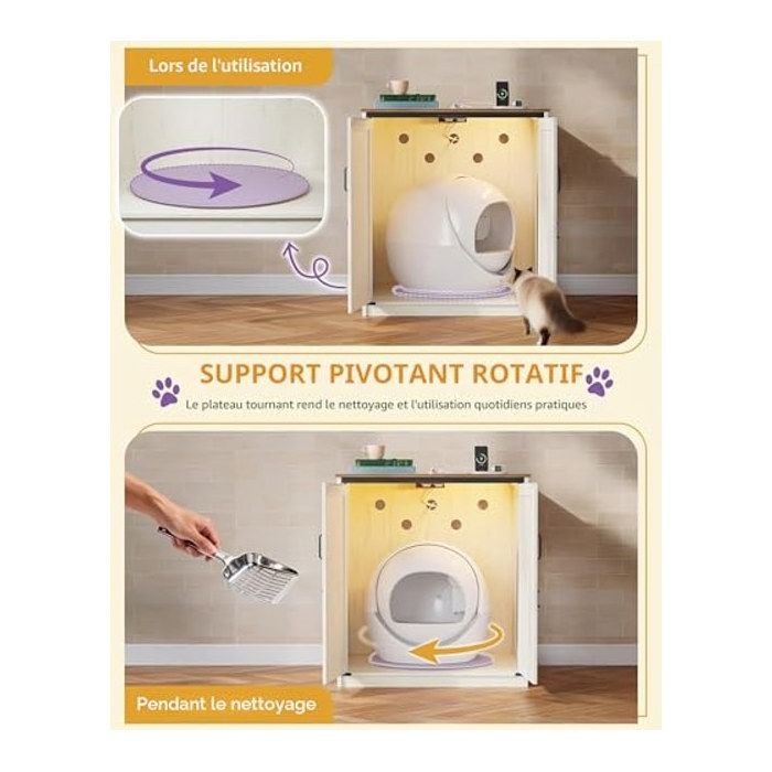 Furniture Cat Litter 82cm Brown and White Cat Toilet House - Modern - Rustic Brown and White - Engineered Wood