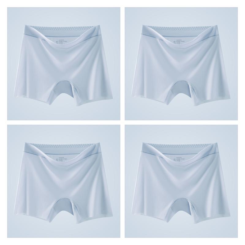 4 Stück Damen Eis seide Shorts Nahtlos Anti-Roll-Rand Anti-Scheuern Unterwäsche Dünn Atmungsaktiv Boxer Shorts