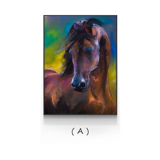 Abstract Colorful Chalk Drawing Horses Canvas Posters Print Modern Wall Art Pictures For Living Room Bedroom Aisle Studio Cafe