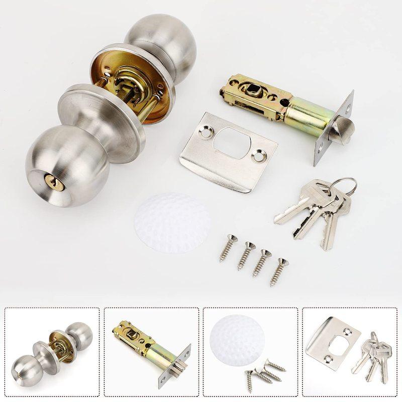 1 Piece Aluminum Alloy Globular Door Knobs Rotation Lock Knobset Handle Metal Door Knob With Key For Bedrooms Living Rooms