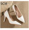 Fashion Women's High-heeled New with Stone Patterned Patent Leather Heels Women Pointed Toes Solid Color Widened Versized Womens Shoes