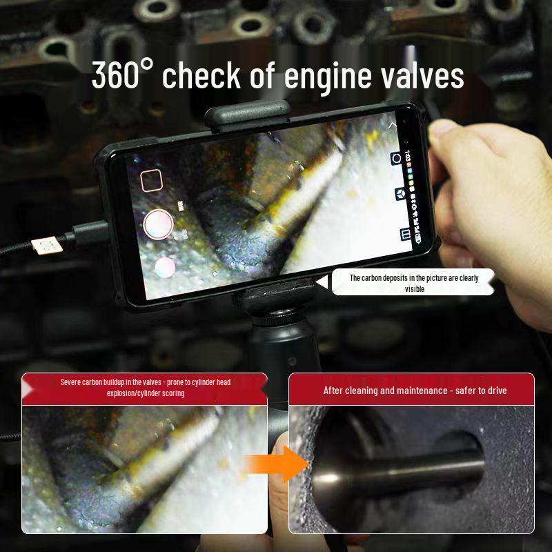 420° Rotating HD Automotive Endoscope: Waterproof, Oil & High-Temp Resistant Tool for Car Engine Cylinder Inspection
