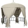 Round Garden Gazebo Diameter 3m with Curtains and Air Vents In Metal and Polyester, Beige