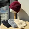 New Solid Color Big Head Hat with Holes Lazy Large Plate Pit Striped Woolen Hat Face  Showing Knitted Hat Casual Hat Trendy
