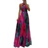 European and American women's sleeveless printed lace-up dress fashionable pendulum neck round neck women