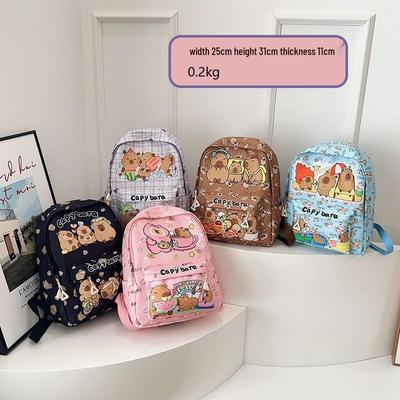 Stylish Capybara Print Backpack for Kids - Elementary & Kindergarten Use