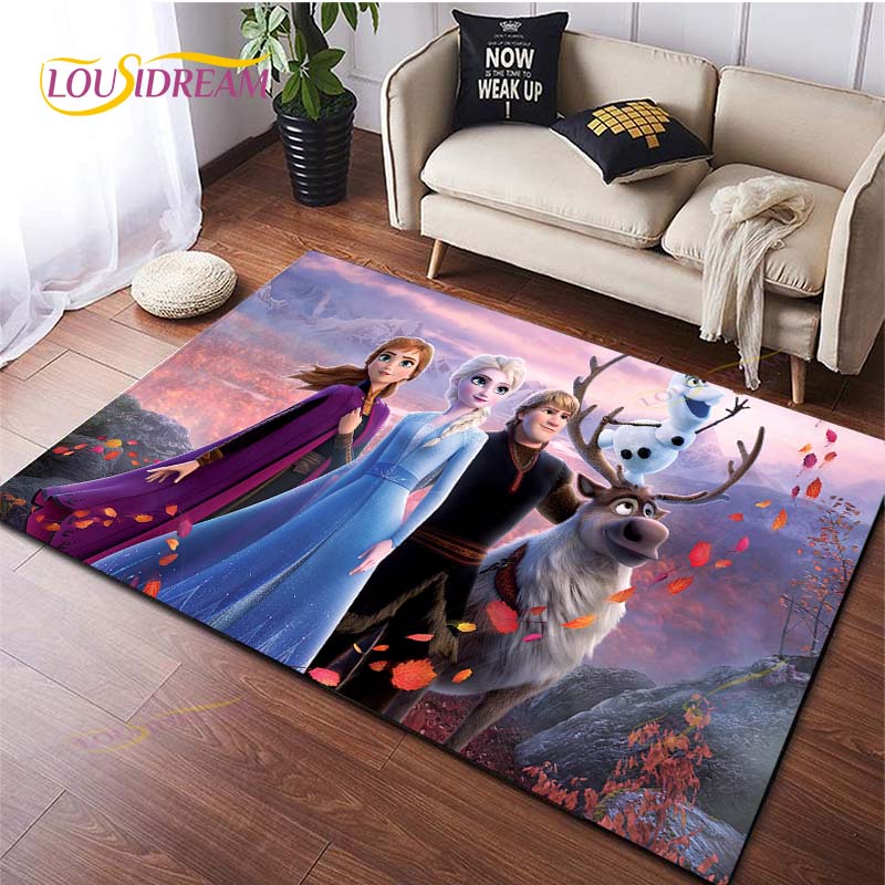 3D Printing Rug for Kitchen Doormat Bedroom Anime Frozen Carpets for Living Room Laundry Bathroom Non-slip Floor Mat