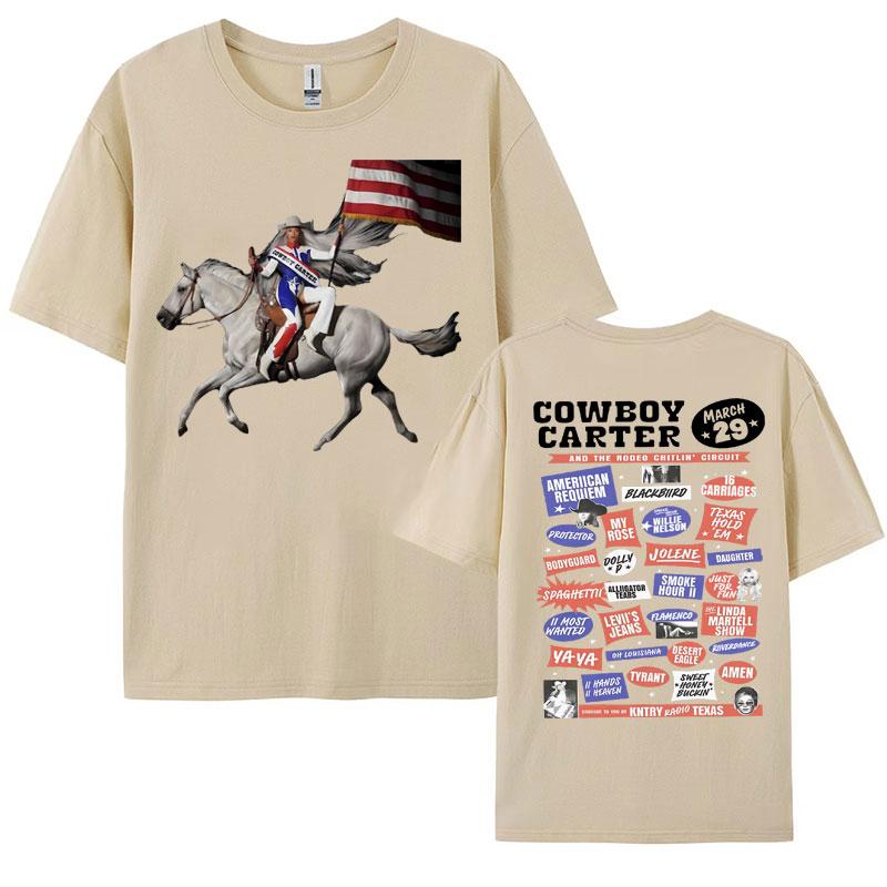 Beyonce Cowboy Carter New Album Tshirts WomenMen Vintage Cotton Short Sleeve T Shirt Fashion Clothing Streetwear Girls Tshirt