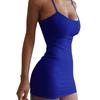 Vestito da Donna Scollo Profondo Girocollo Schiena Incrociata con Spalline Elastiche Schiena Scoperta Avvolgente sui Fianchi Senza Maniche con Spallina Sottile Mini Vestito Aderente per Club