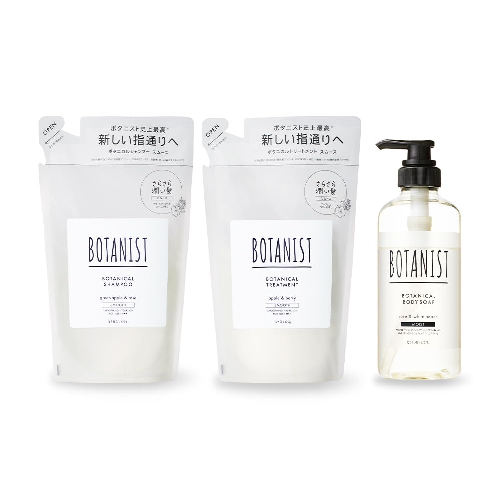 BOTANIST Treatment Body Soap Botanical Hair Body Care for Men and Women Shampoo, [Smooth], [Moist] Set, Care, Conditioner,