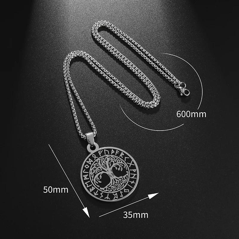 Fashion Personality Tree of Life Round Brand Pendant Necklace Creative Stainless Steel Necklace Jewelry for Men and Women