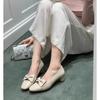 The same grape mother elegant bow square round head versatile commuting light mouth single shoes lazy one pedal high heels women
