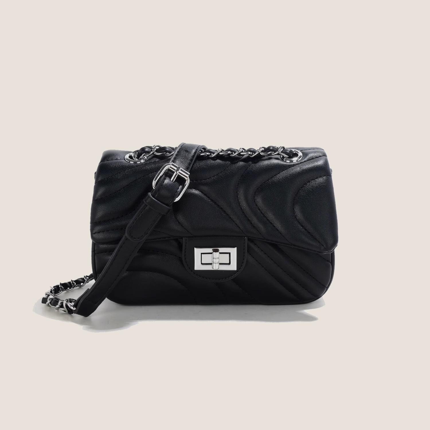 

Popular bag spring new chain bag exquisite lock versatile shoulder messenger bag чёрный