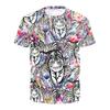 Summer Round Neck 3D Animal and Fantasy Print Top Fashionable Casual Short Sleeved Men's T-shirts