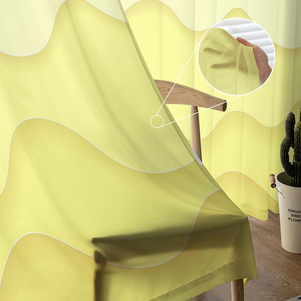 Gradient Geometry Fresh Summer Abstract Bedroom Transparent Sheer Curtains Holiday Decoration Window Voile Tulle Curtain