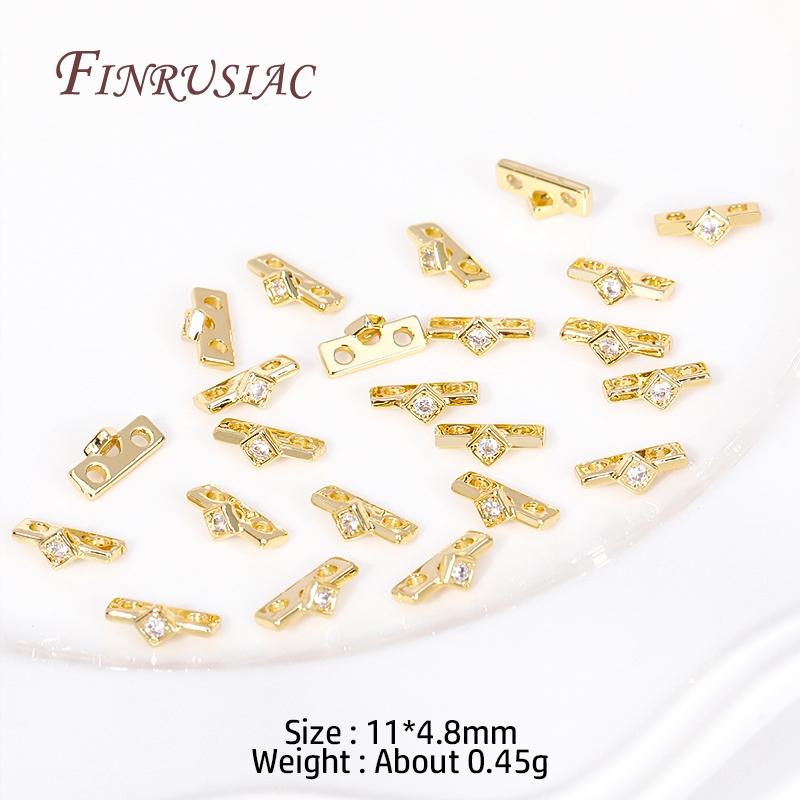 18K Gold Plated Multi-designs Zircon Flower Spacer Bars 2/3 Holes Separators for Strand Beads Jewelry Making Accessories