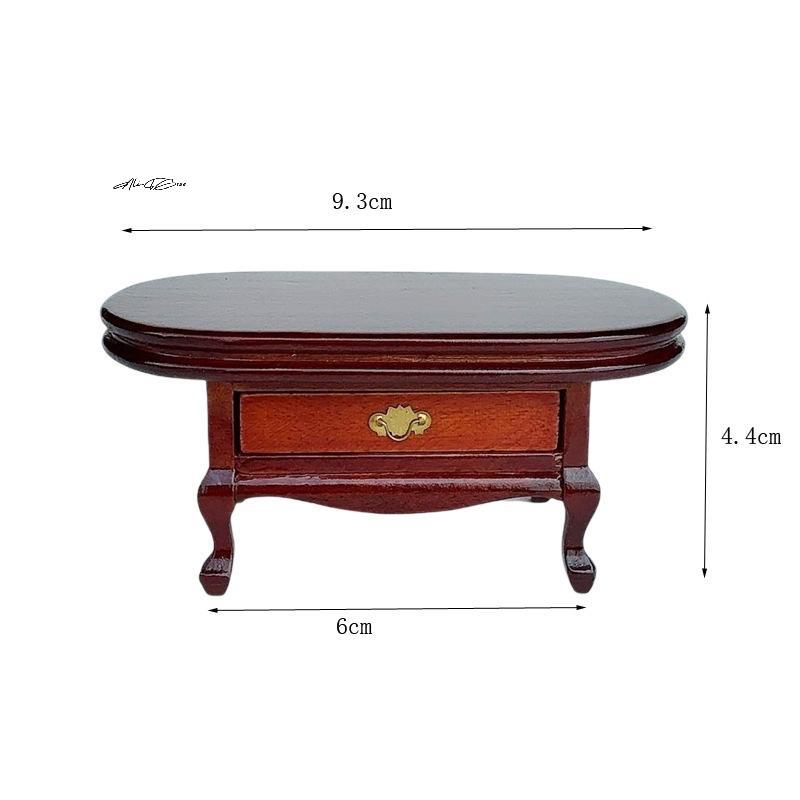 1/12 Scale Coffee Table Tea Table with Drawers Dollhouse Living Room Furniture Ornament Micro Scene Decoration for Doll Homes