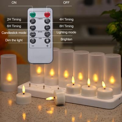 4/6/12 Löcher Flammenlose Teelichter Wiederaufladbare Flackernde LED-Kerzen LED Votivkerze Batteriebetrieben Elektrische Kerzen