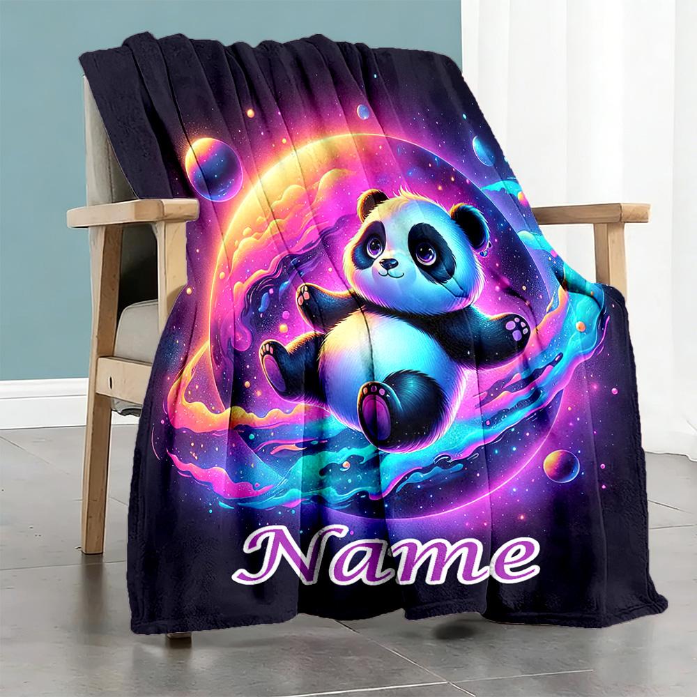 Panda Space Customize Your Name Blanket Multi-purpose Customizable Blanket Ultra-Soft Great for Bedding Seaside Chair Picnics Four Seasons Multipurpos