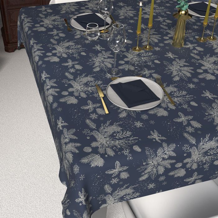 Nappe festive imprimée anti-tâches rectangle 140x240 cm HOUX, par Soleil d'Ocre