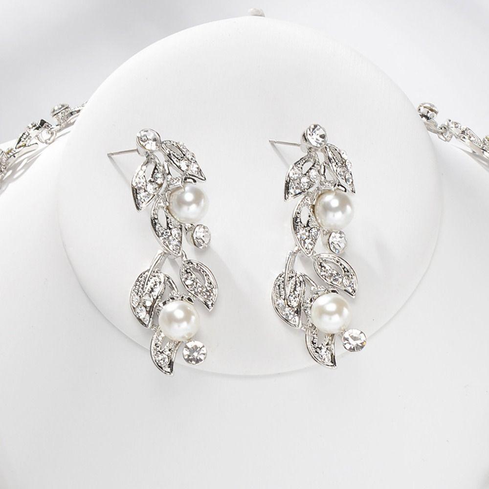 Exquisite Earrings Shining Necklace Bridal Rhinestone Jewelry Set  Women