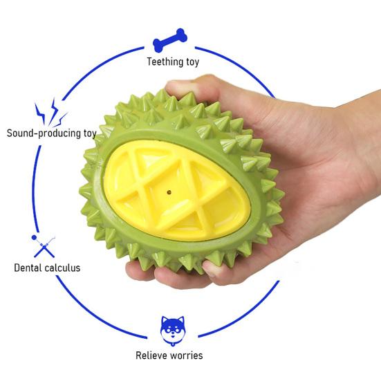 Squeaky Durian Dog Toy Spiky Durian Dog Chew Toy Teeth Cleaning Toy for Aggressive Chewers Outdoor Training Fetch Game