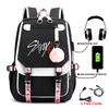 Korean Stray Kids Backpack Student Bag Men'S And Women'S Fashion Backpack Travel Bag Usb Computer Bag