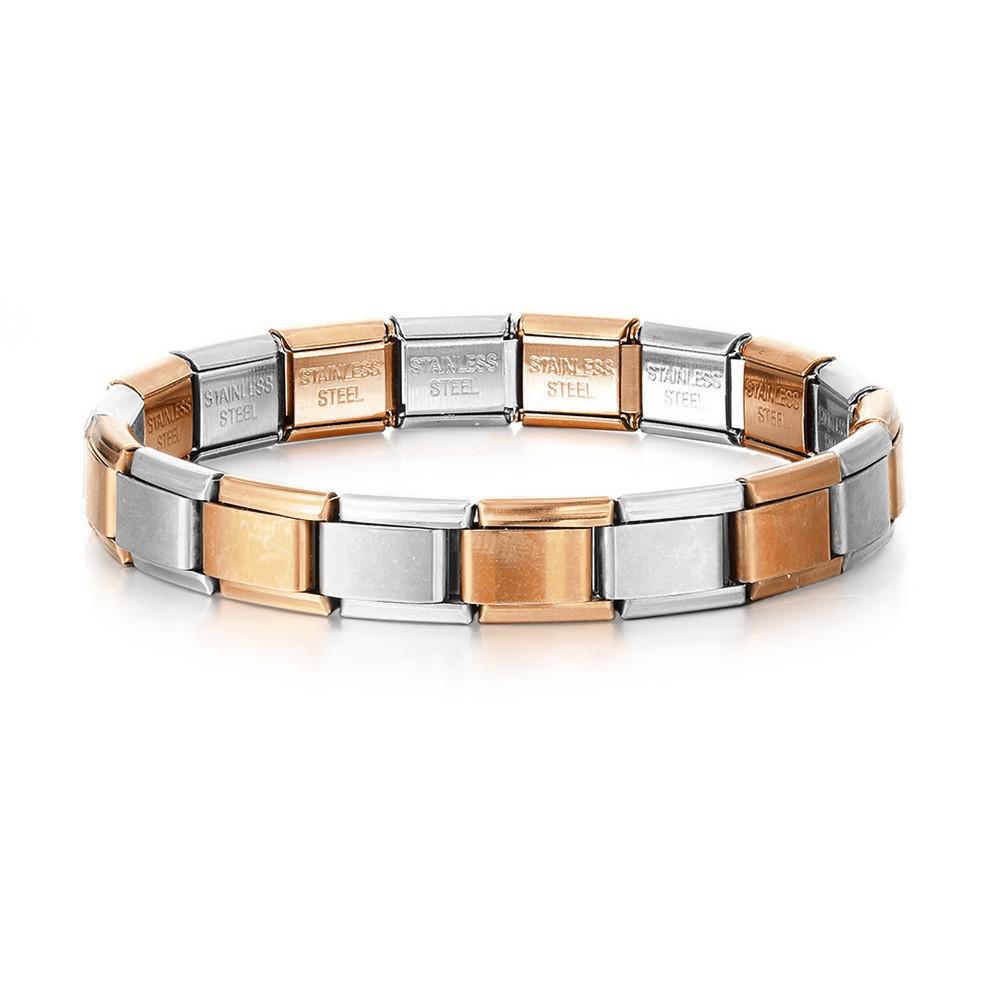 Italian Stainless Steel Love Heart & Star Modular Bracelet - Detachable Elastic Watch Band, European & American Fashion.
