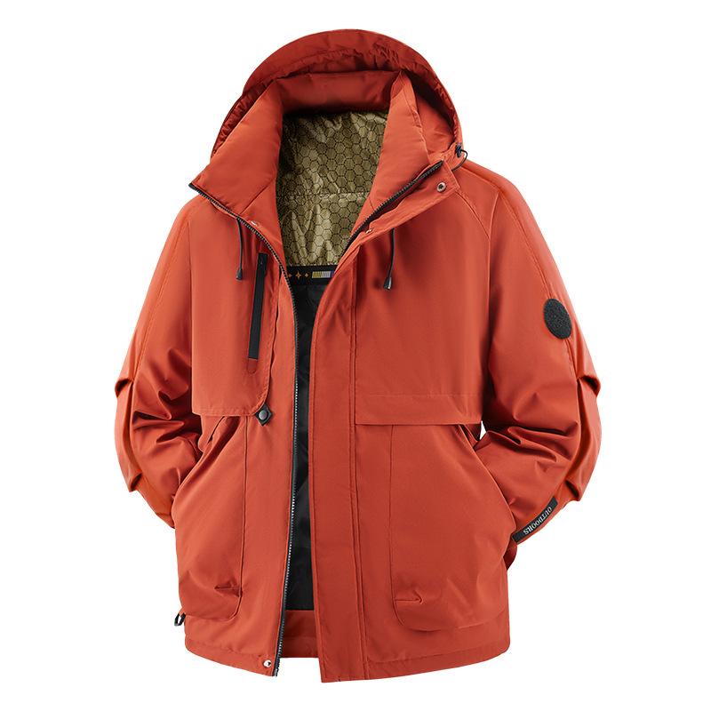 

Мужская и женская теплая хлопковая куртка, молодежная зимняя свободная уличная хлопковая куртка с капюшоном, водонепроницаемая XL красный