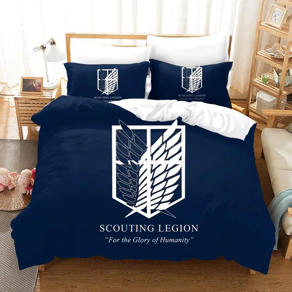 3D Printed Anime Attack On Titan AOT Bedding Set Duvet Cover Double Twin Full Queen King Adult Kids Bedclothes Quilt Cover