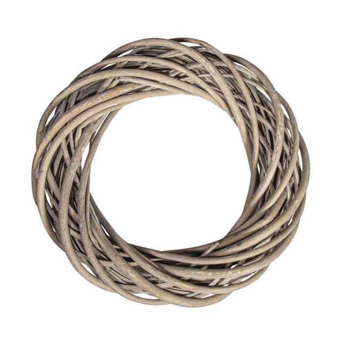 Couronne en osier balayé, ø 30cm x 7cm, gris argenté