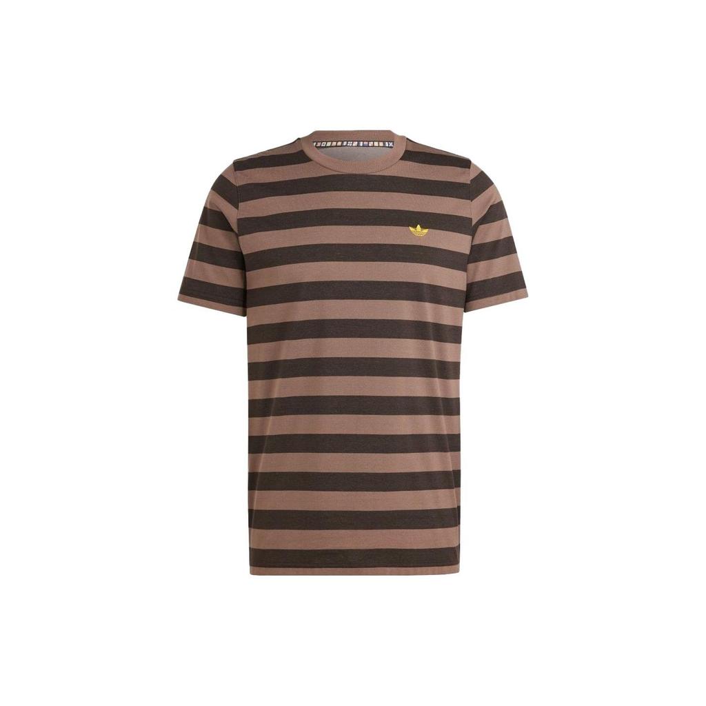 Adidas Originals Striped Round Neck Straight Fit Short Sleeve T-Shirt Men Tops Dark-Brown IR7586
