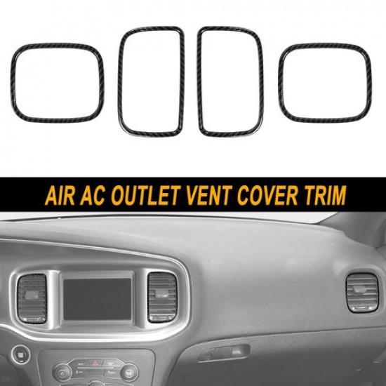 4x Center Console Dash Air Ac Outlet Vent Cover Trim For Dodge Charger 11+Carbon