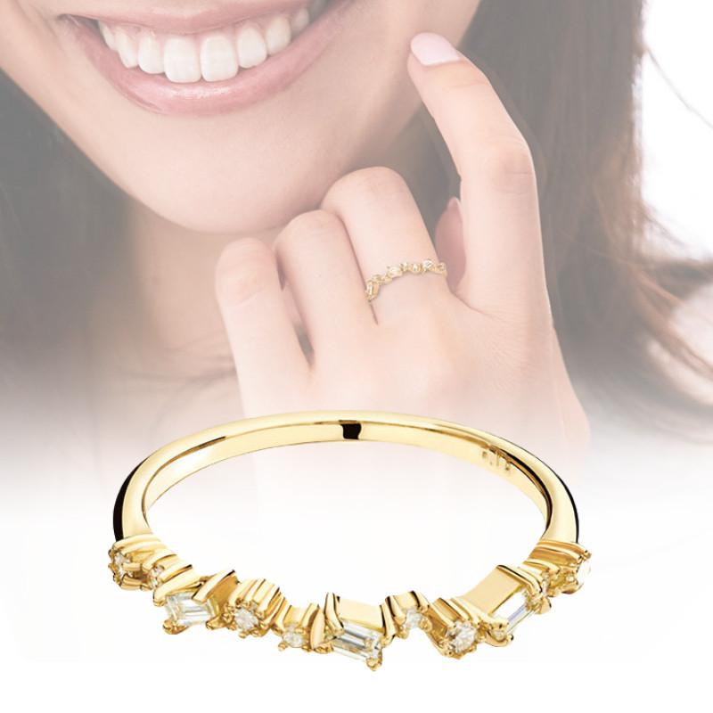 Stylish Copper Ring For Women With 18k Gold Plating And Geometric Zircon Design