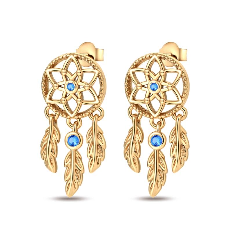 925 Silver DreamCatcher Hoop Earrings Turquoise Zircon Earrings For Women Fine Birthday Jewelry Gifts