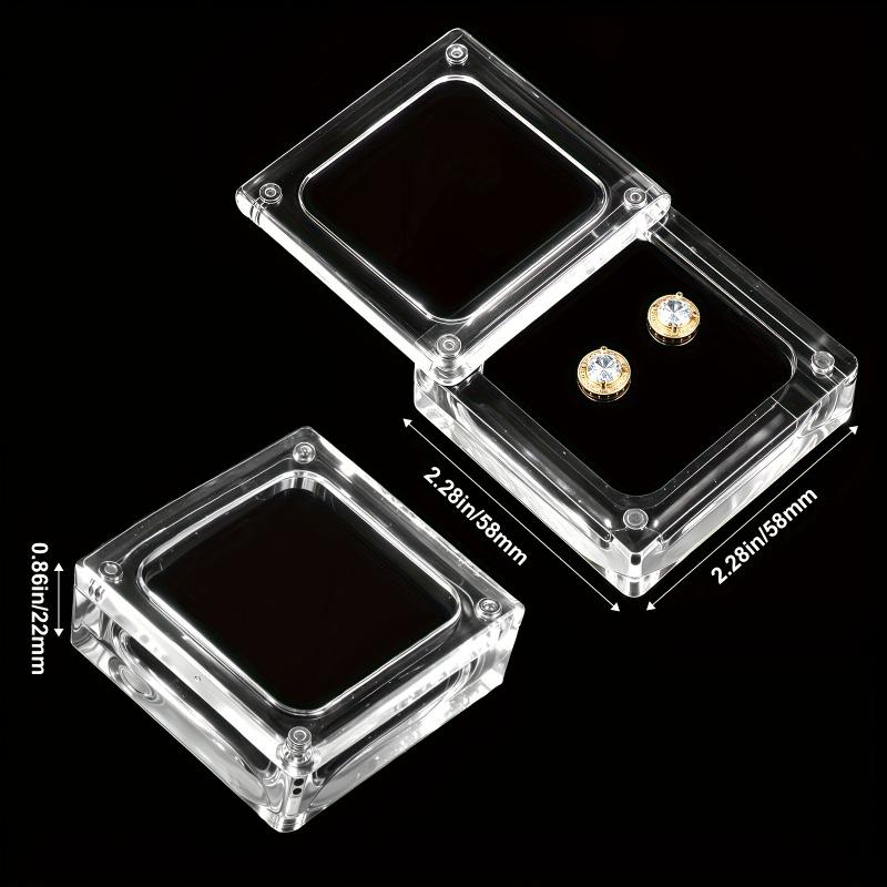 4pcs Small Acrylic Jewelry Boxes with Lids Mini Square Stone Box for Displaying Loose Diamonds Gemstones Transparent Display Box