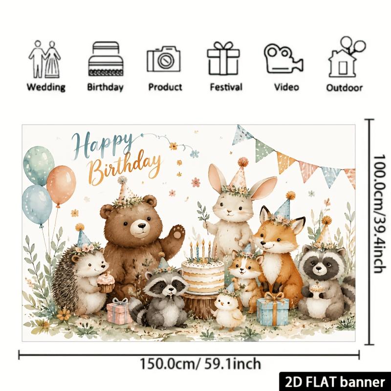 1Pcs Forest Animal Birthday Theme Decoration Background Backdrop For Photo Studio Photo Booth Party