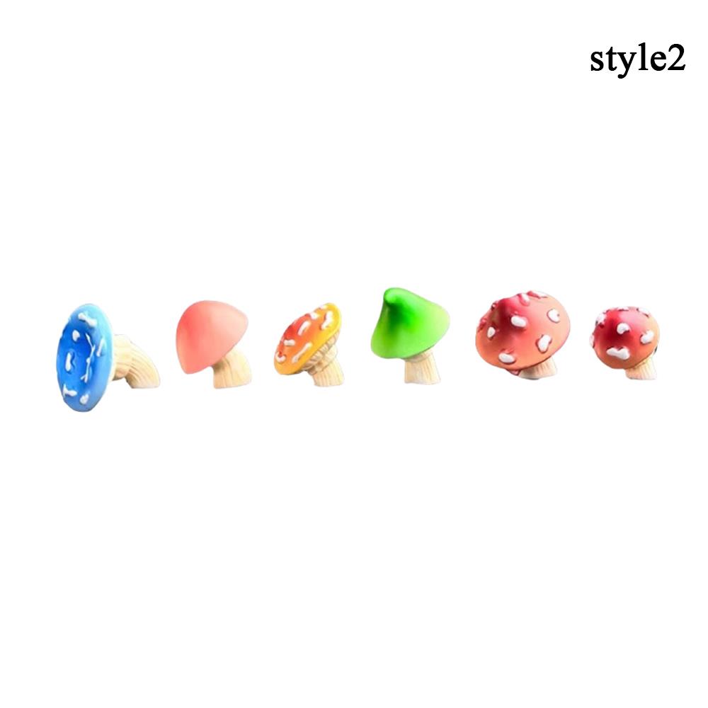 6PCS Mini Resin Mushroom Ornament Garden Bonsai Potted Decor Car Desk Computer Accessories Plant Bonsai Craft Decor Ornament Kit