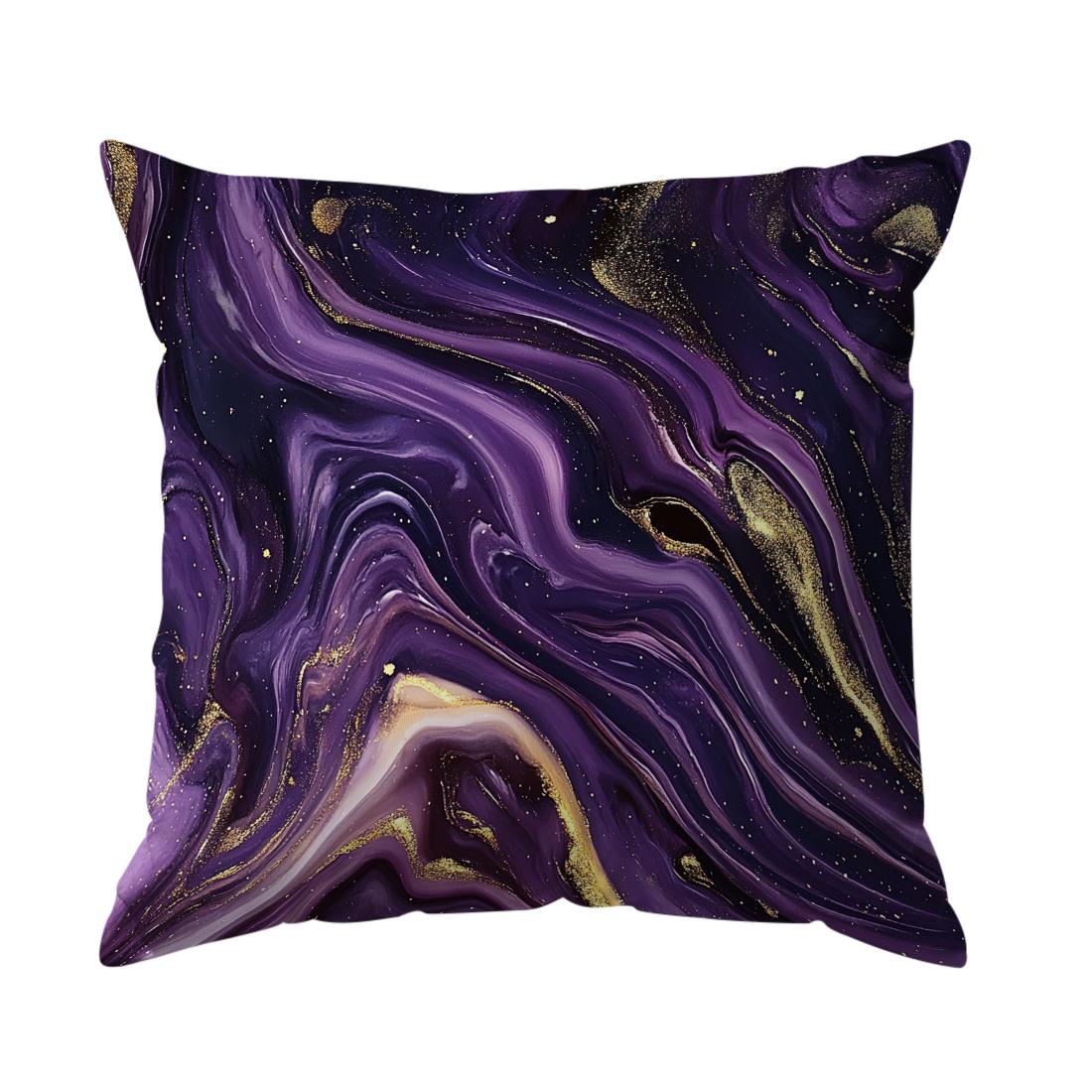 

Home Decor Purple and Gold Marbled Pattern Throw Pillow Pattern Cushion Cover Suitable for Sofa Bedroom Car Pillow Cover 40x40cm 16x16in