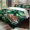 3-teiliges Green Butterfly Rose 3D-gedrucktes Bettwäscheset Bequeme weiche Bettbezüge King Queen Twin Größen Geburtstag Geschenk Schlafzimmerdekoration