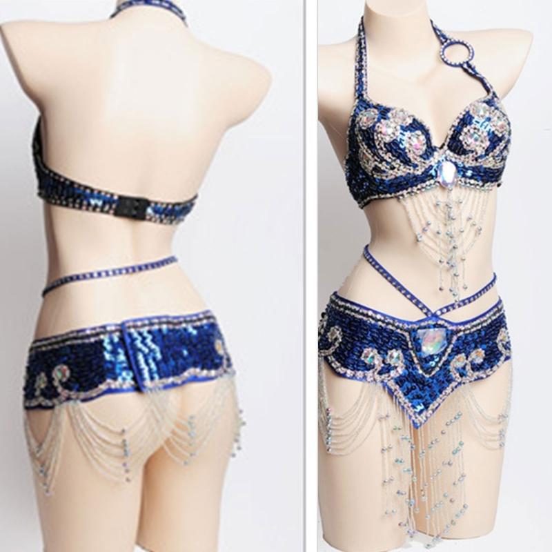 2Pieces Tribal Belly Dance Bra and Belt Belly Dancing Outfit Belly Dancer Costumes for Women