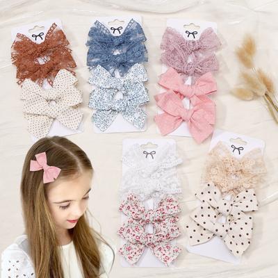 4 Stück Neue Spitze Mesh Schleife Haarspange Haargummi Haarspangen für Kinder Mode Kopfschmuck Keine Schädigung der Haare Baby Haarschmuck Geschenk