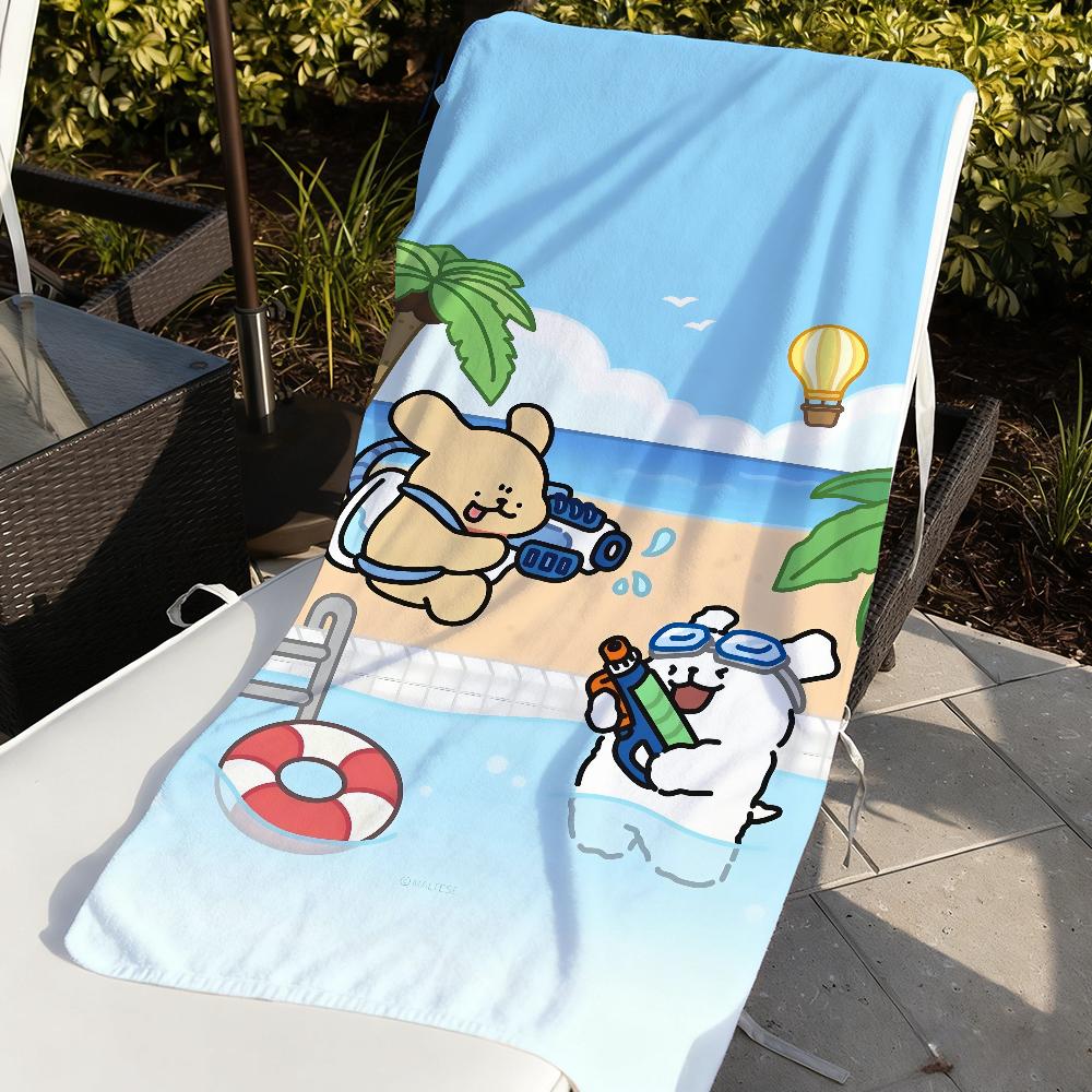 Line Puppy Maltese Towel Soft Pool Gift For Travel Gym Shower Camping Quick Dry Sports Large Beach Towels