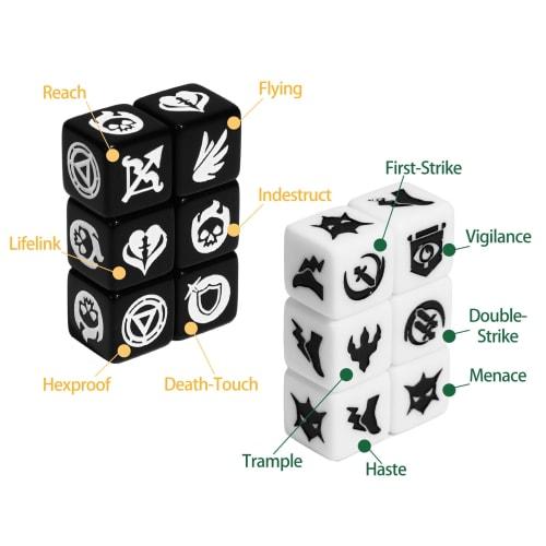 FourDragons 50 Pieces MTG Dice Counters Ability Keyword CCG Creature Status Counters +1/+1 Buff Life Token Dice Set for Magic Cards Compatible with MT