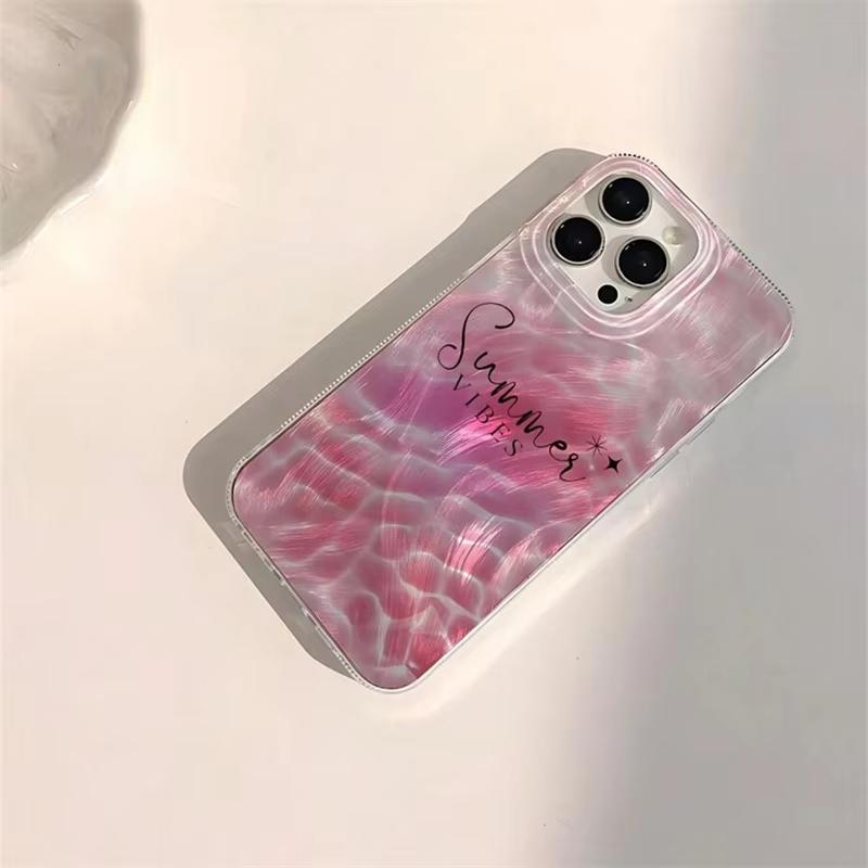 Summer Fresh Pink Water Wave Printed Case for Samsung Galaxy A55 A54 A15 A35S25 S24 S23 S22 Ultra S21 FE S20 Glossy Back Cover