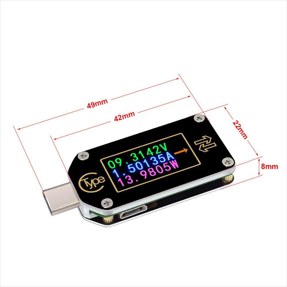 WINGONEER TC66 PD Trigger USB Measurement for USB Black Type-C Voltage/Current Meter/Capacity Meter, 2-Way Charger, APP, PC, Tester,