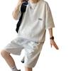 2023 Men's Summer Casual Waffle Short-Sleeve T-Shirt Set: Teens' Loose, Comfortable Fit