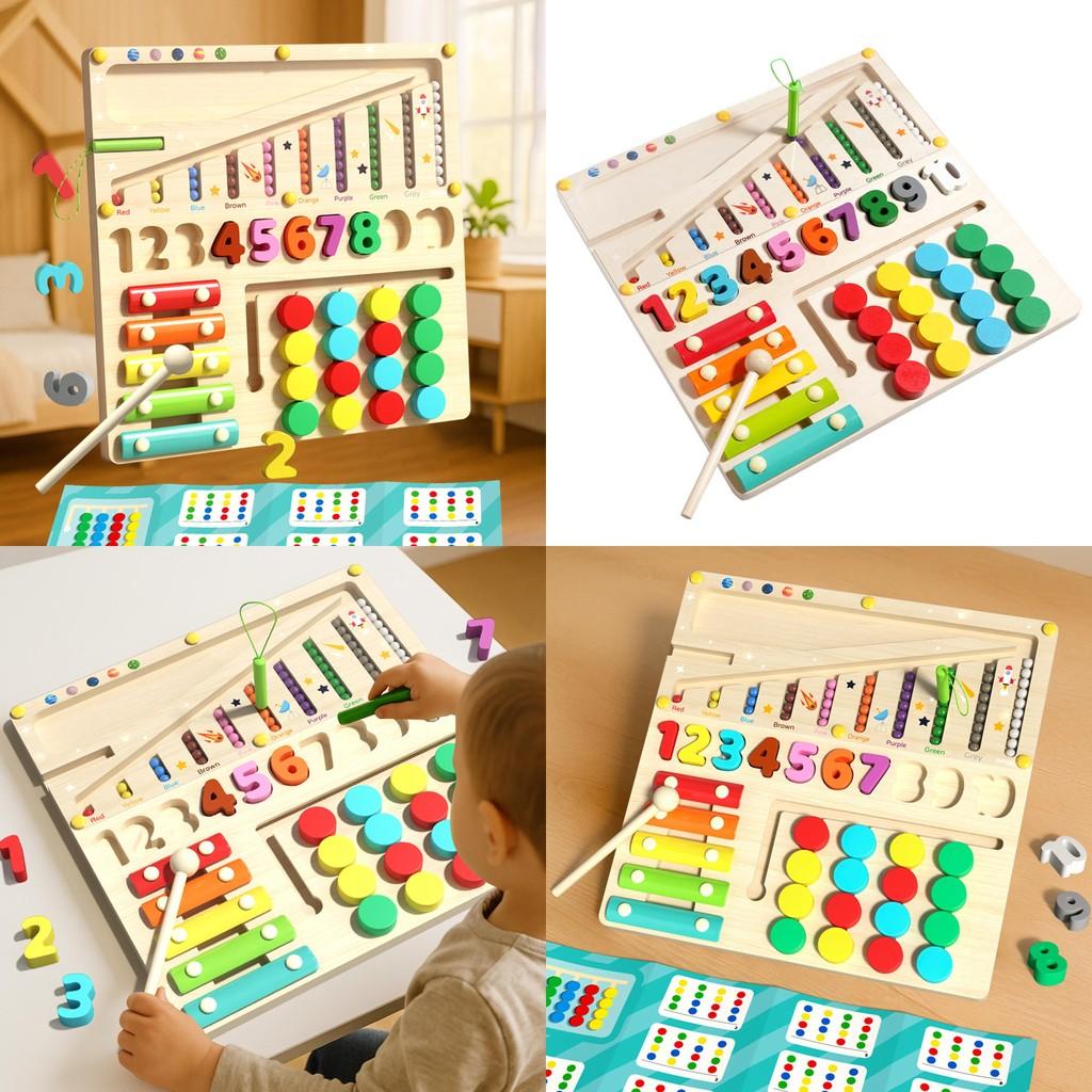 Wooden Four In One Magnetic Puzzle Board Educational Toy For Toddlers